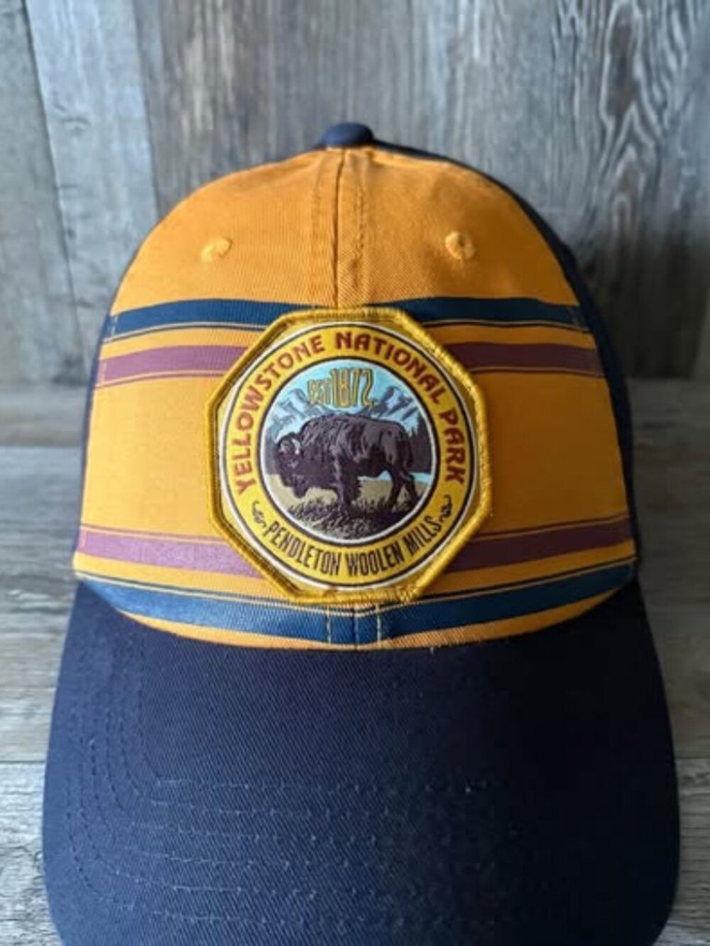 Pendleton Yellowstone National Park cap round embroidered bison patch